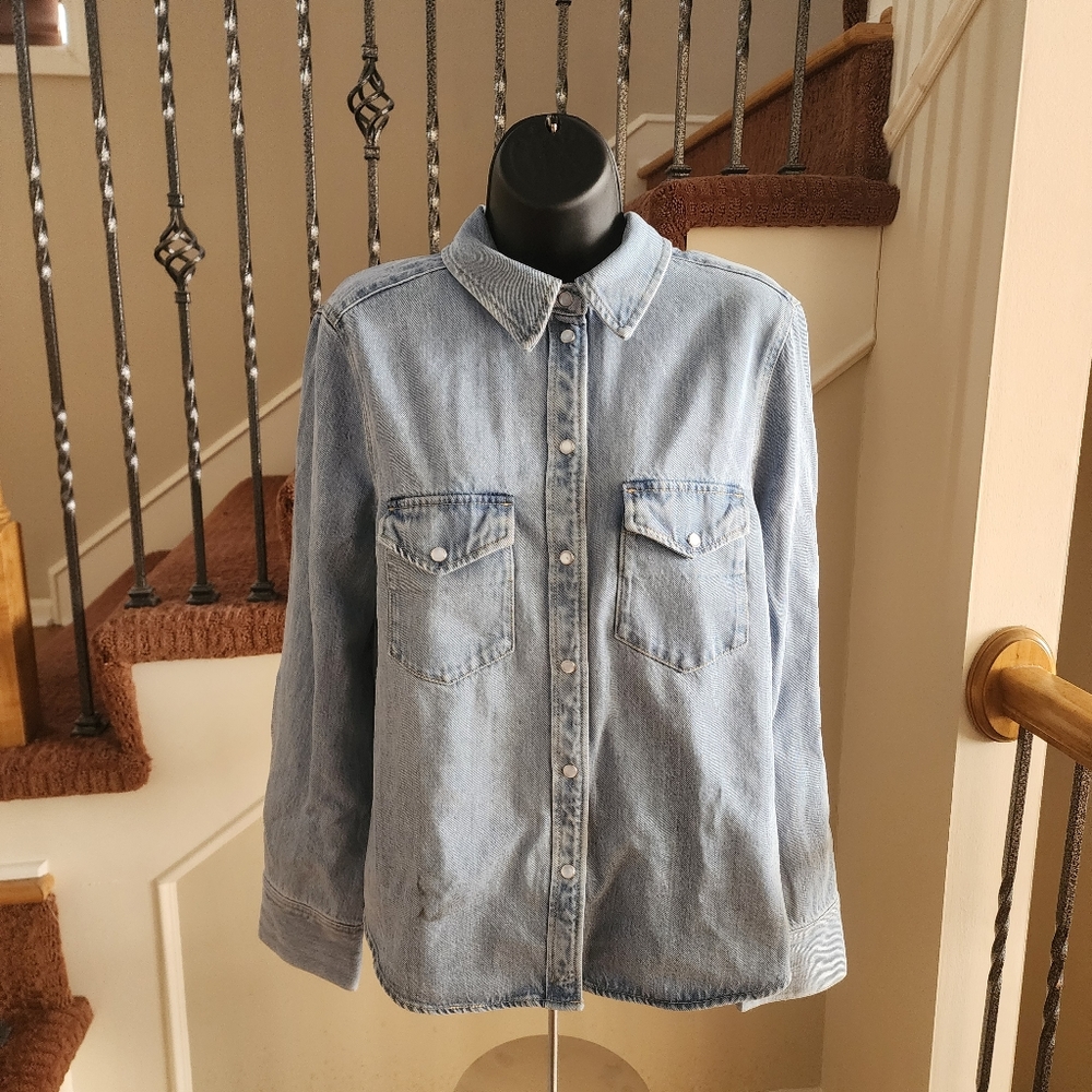 H&M Light Wash Denim Button-Down Shirt